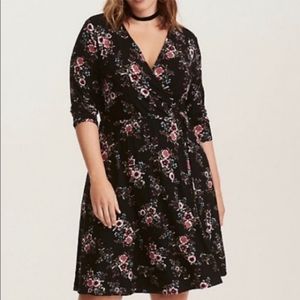 Floral Faux Wrap Dress